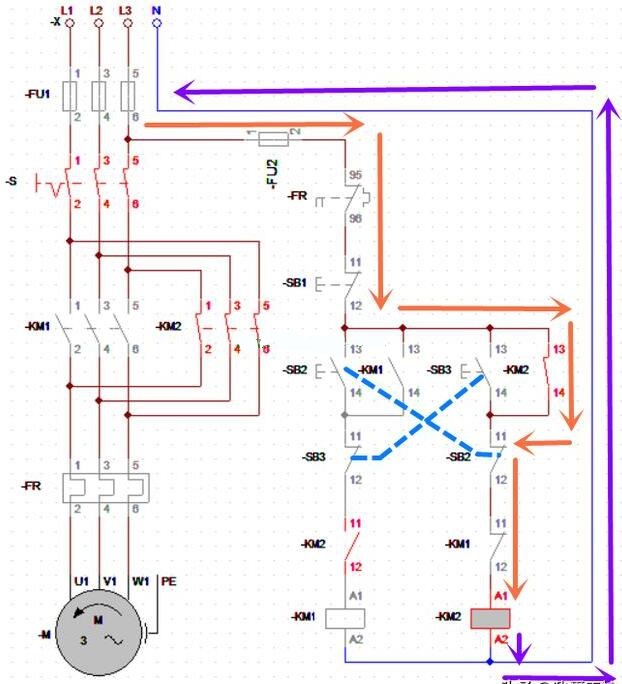 電工證報(bào)考條件-三相交流電動(dòng)機(jī)正反轉(zhuǎn)互鎖電路的分析